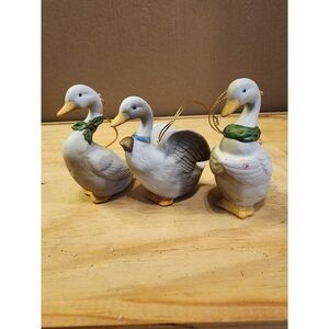 Vintage Homco White Geese Porcelain Christmas Ornaments,‎ Numbered